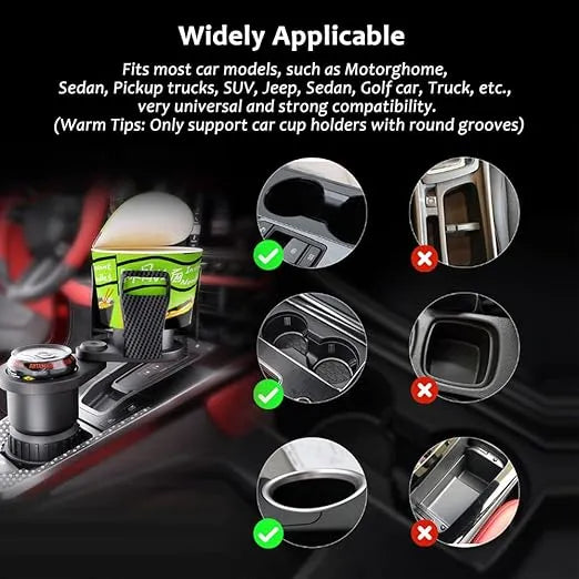 2-in-1 Car Cup Holder Expander 🥤🍟 | 360° Rotatable Dual Drink & Snack Organizer