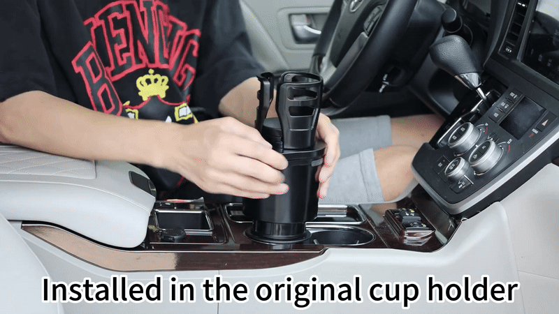 2-in-1 Car Cup Holder Expander 🥤🍟 | 360° Rotatable Dual Drink & Snack Organizer