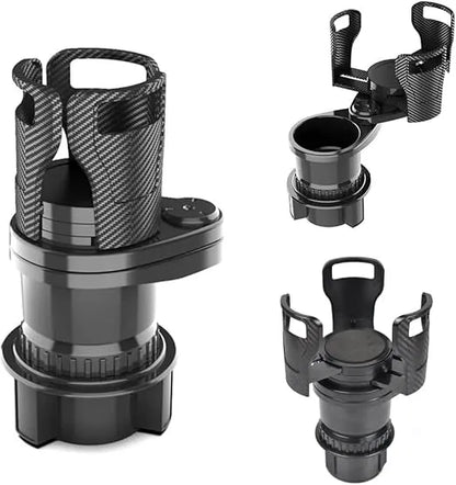 2-in-1 Car Cup Holder Expander 🥤🍟 | 360° Rotatable Dual Drink & Snack Organizer